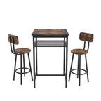 Modern Style 3-Piece Dining Set with Square Table, Partition and 2 Bar Stools