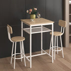 Modern Style 3-Piece Dining Set with Square Table, Partition and 2 Bar Stools