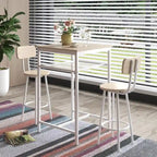 Modern Style 3-Piece Dining Set with Square Table, Partition and 2 Bar Stools