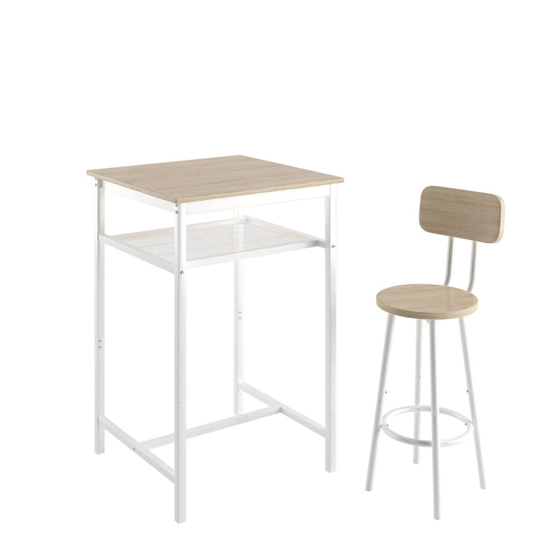 Modern Style 3-Piece Dining Set with Square Table, Partition and 2 Bar Stools