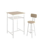 Modern Style 3-Piece Dining Set with Square Table, Partition and 2 Bar Stools