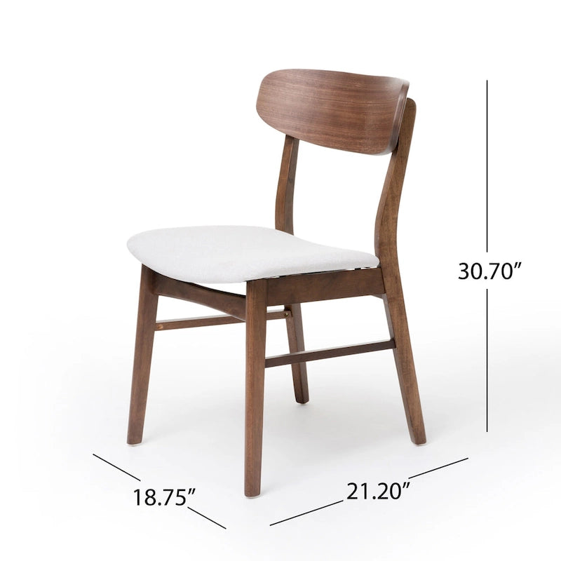 Walnut / Natural Oak Mid-Century Dining Set, Upholstered Chairs, Seats 6
