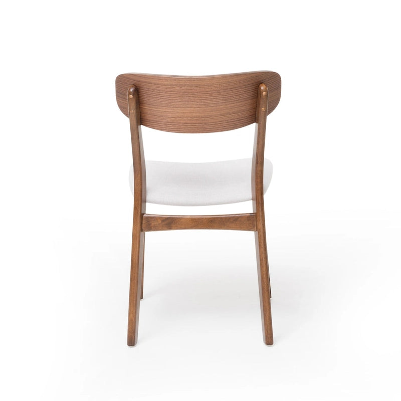 Walnut / Natural Oak Mid-Century Dining Set, Upholstered Chairs, Seats 6