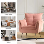 1ida Modern Velvet Tufted Accent Armchair with Gold Metal Legs Set of 2 by HULALA HOME