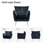 1ida Modern Velvet Tufted Accent Armchair with Gold Metal Legs Set of 2 by HULALA HOME