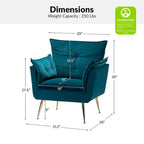 1ida Modern Velvet Tufted Accent Armchair with Gold Metal Legs Set of 2 by HULALA HOME