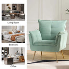 1ida Modern Velvet Tufted Accent Armchair with Gold Metal Legs Set of 2 by HULALA HOME