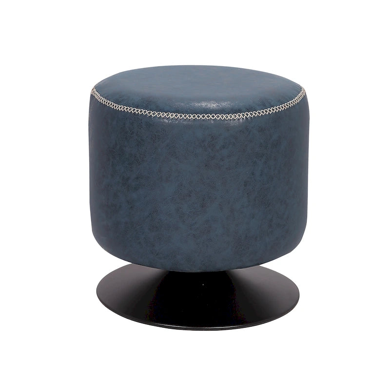 Round Swivel Ottoman – Blue / Black / Ash / Green, Single Seat, Metal Base