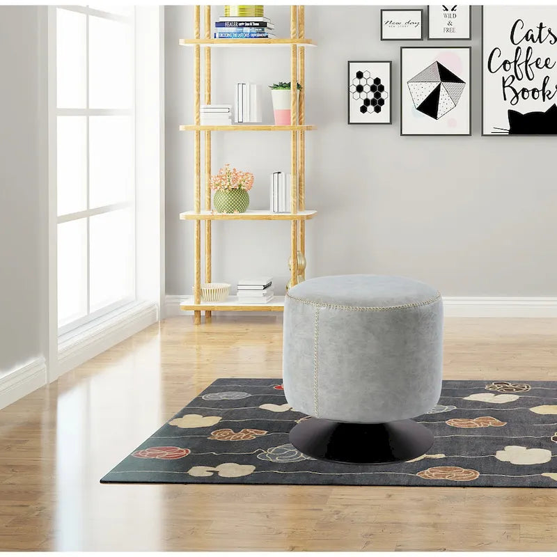 Round Swivel Ottoman – Blue / Black / Ash / Green, Single Seat, Metal Base