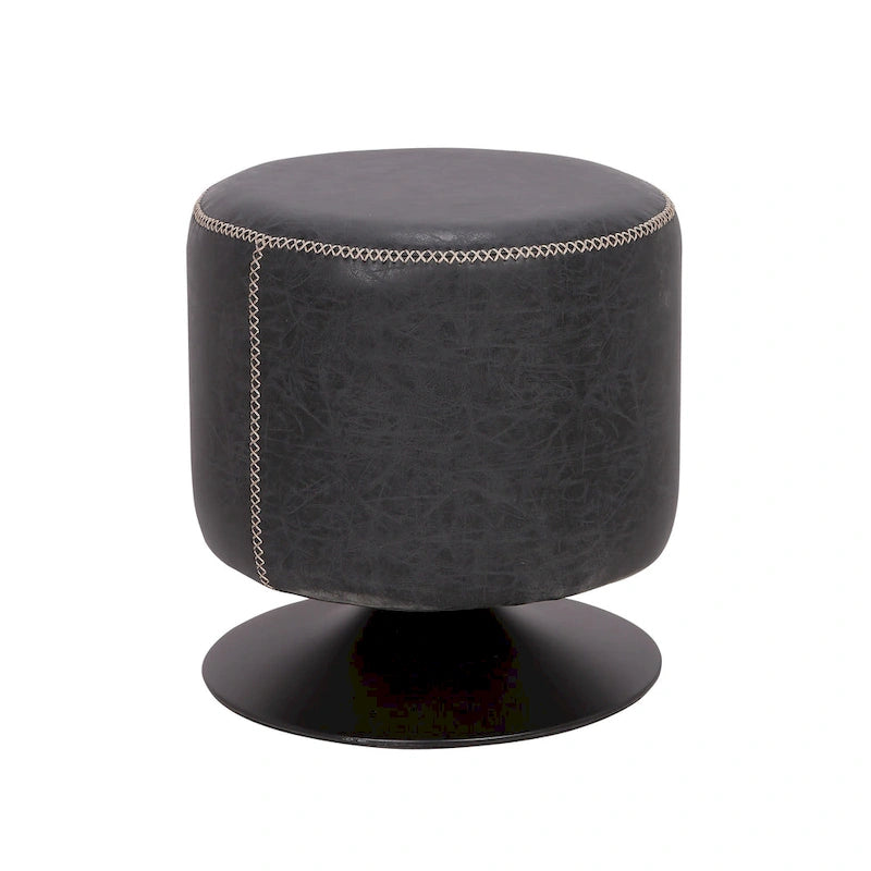 Round Swivel Ottoman – Blue / Black / Ash / Green, Single Seat, Metal Base