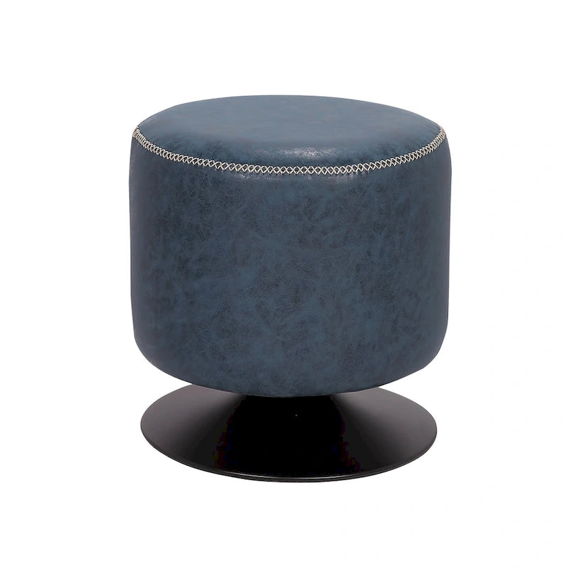 Round Swivel Ottoman – Blue / Black / Ash / Green, Single Seat, Metal Base