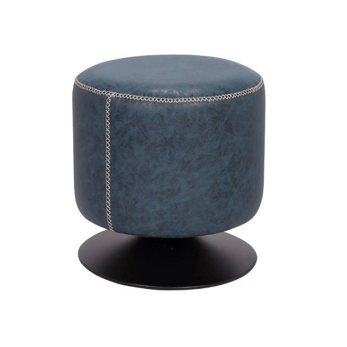 Round Swivel Ottoman – Blue / Black / Ash / Green, Single Seat, Metal Base