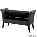 Upholstered Storage Bench with Scrolled Arms – Grey / Beige / Blue / Yellow, Seats 1
