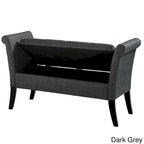 Upholstered Storage Bench with Scrolled Arms – Grey / Beige / Blue / Yellow, Seats 1
