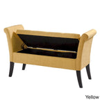 Upholstered Storage Bench with Scrolled Arms – Grey / Beige / Blue / Yellow, Seats 1