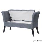 Upholstered Storage Bench with Scrolled Arms – Grey / Beige / Blue / Yellow, Seats 1