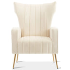 Velvet Accent Chair, Wingback Arm Chair with Gold Legs, Upholstered Single Sofa for Living Room Bedroom