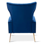 Velvet Accent Chair, Wingback Arm Chair with Gold Legs, Upholstered Single Sofa for Living Room Bedroom