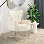 Velvet Accent Chair, Wingback Arm Chair with Gold Legs, Upholstered Single Sofa for Living Room Bedroom