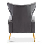 Velvet Accent Chair, Wingback Arm Chair with Gold Legs, Upholstered Single Sofa for Living Room Bedroom
