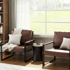 Eureka Modern Vintage Upholstered PU Leather Armchair, Mid Century Accent Chairs with Steel Frame, Leisure Chairs