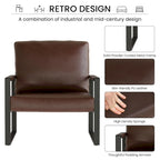 Eureka Modern Vintage Upholstered PU Leather Armchair, Mid Century Accent Chairs with Steel Frame, Leisure Chairs