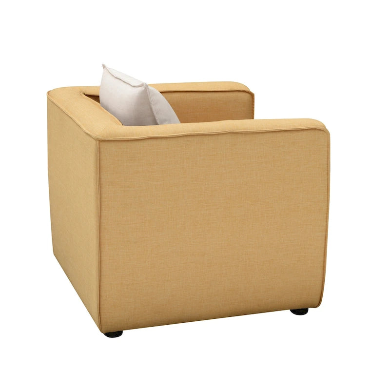 Cream / Yellow Contemporary Accent Chair, Fabric Upholstered, Single Seat