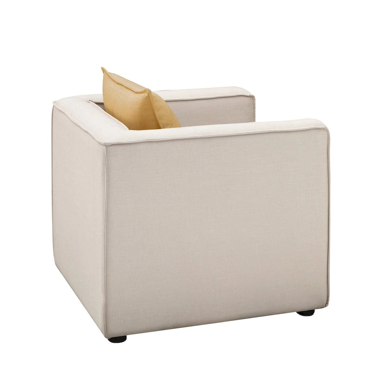 Cream / Yellow Contemporary Accent Chair, Fabric Upholstered, Single Seat