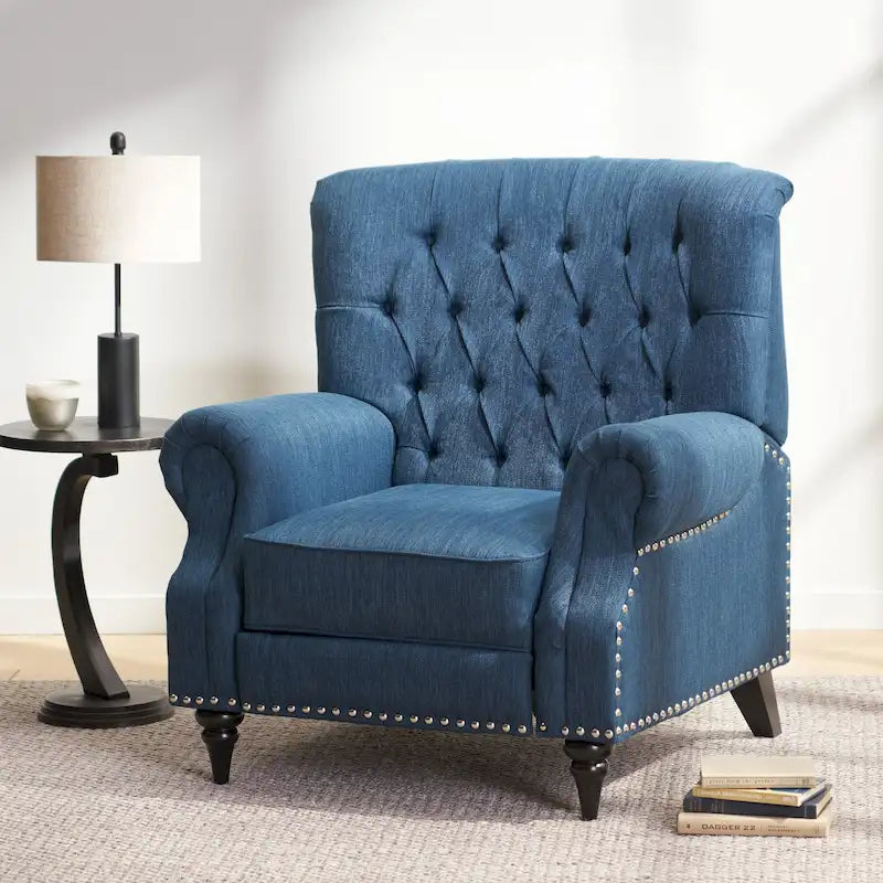 Sunapee Fabric and Rubberwood Recliner with Nailhead Trim by Christopher Knight Home