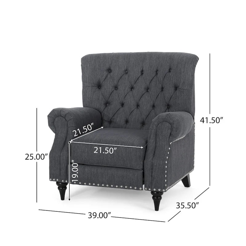 Sunapee Fabric and Rubberwood Recliner with Nailhead Trim by Christopher Knight Home