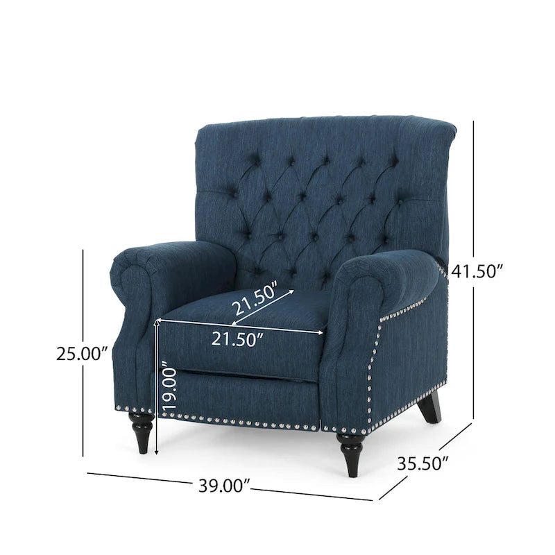 Sunapee Fabric and Rubberwood Recliner with Nailhead Trim by Christopher Knight Home