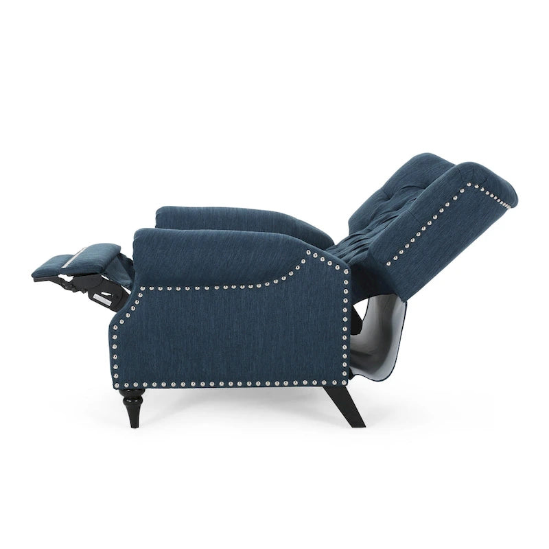 Sunapee Fabric and Rubberwood Recliner with Nailhead Trim by Christopher Knight Home