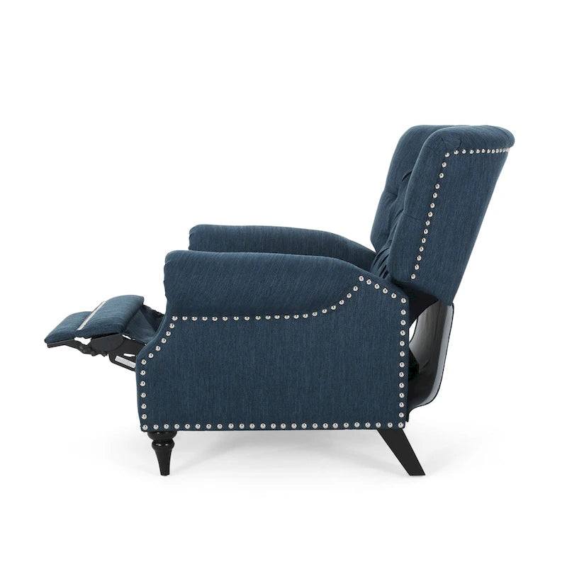 Sunapee Fabric and Rubberwood Recliner with Nailhead Trim by Christopher Knight Home