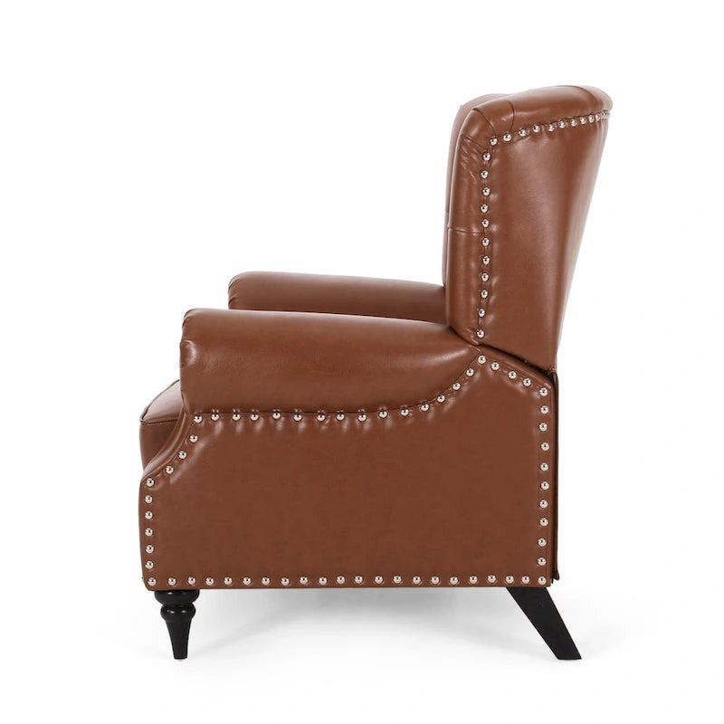 Sunapee Fabric and Rubberwood Recliner with Nailhead Trim by Christopher Knight Home