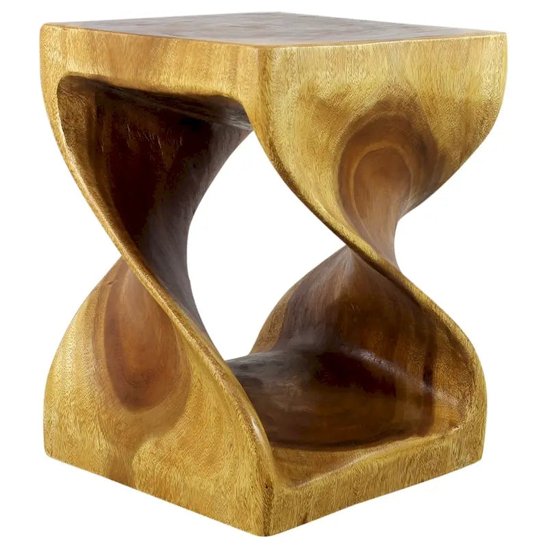 Haussmann Wood Twist End Table 15 x 15 x 20 inch High Oak Oil - 15 x 15 x 20