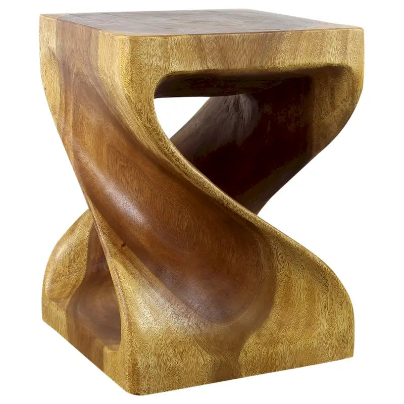 Haussmann Wood Twist End Table 15 x 15 x 20 inch High Oak Oil - 15 x 15 x 20