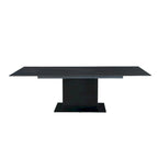 Katana Extendable Sintered Stone Table with Wooden Pedestal and Glass Base Plate