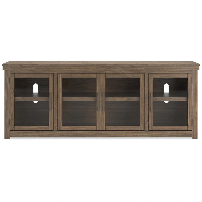 Brown 85" TV Stand with Glass Doors, Fits TVs up to 97" – 85W x 18D x 33H