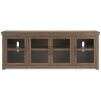 Brown 85" TV Stand with Glass Doors, Fits TVs up to 97" – 85W x 18D x 33H