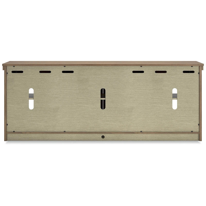 Brown 85" TV Stand with Glass Doors, Fits TVs up to 97" – 85W x 18D x 33H