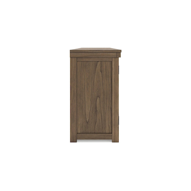 Brown 85" TV Stand with Glass Doors, Fits TVs up to 97" – 85W x 18D x 33H