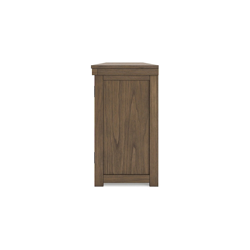 Brown 85" TV Stand with Glass Doors, Fits TVs up to 97" – 85W x 18D x 33H