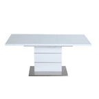 White Gloss & Stainless Steel Extendable Dining Set, 2-Person