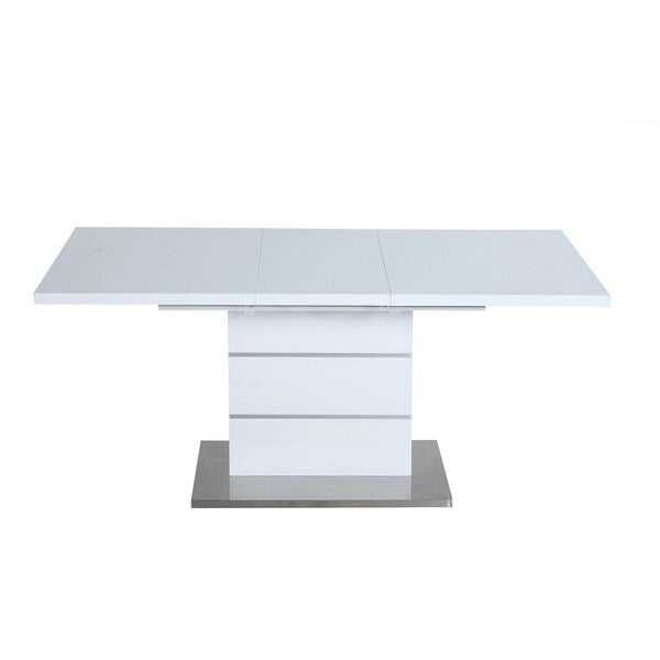 White Gloss & Stainless Steel Extendable Dining Set, 2-Person
