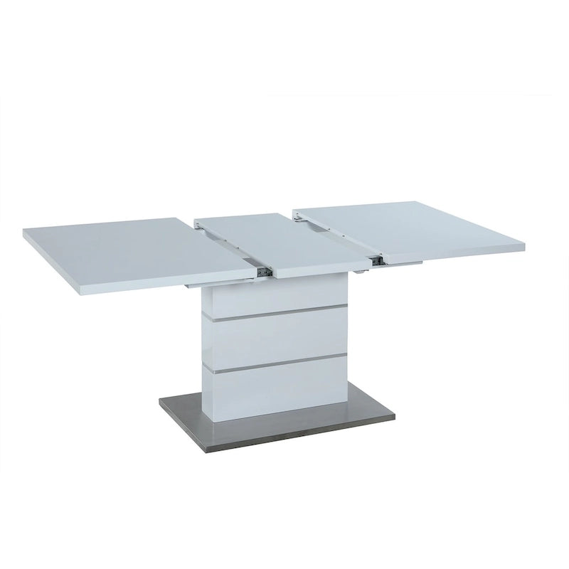 White Gloss & Stainless Steel Extendable Dining Set, 2-Person