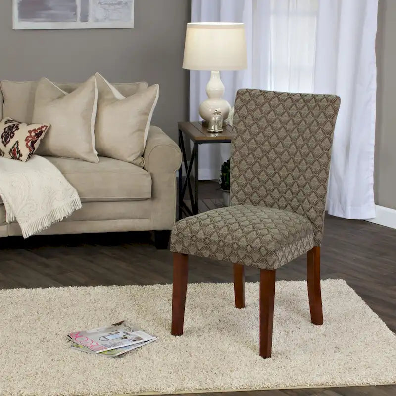 HomePop Modern Parson Blue/ Chocolate Damask Diamo - N/A