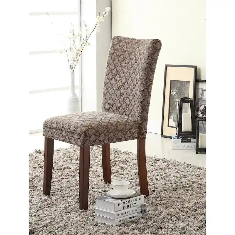 HomePop Modern Parson Blue/ Chocolate Damask Diamo - N/A