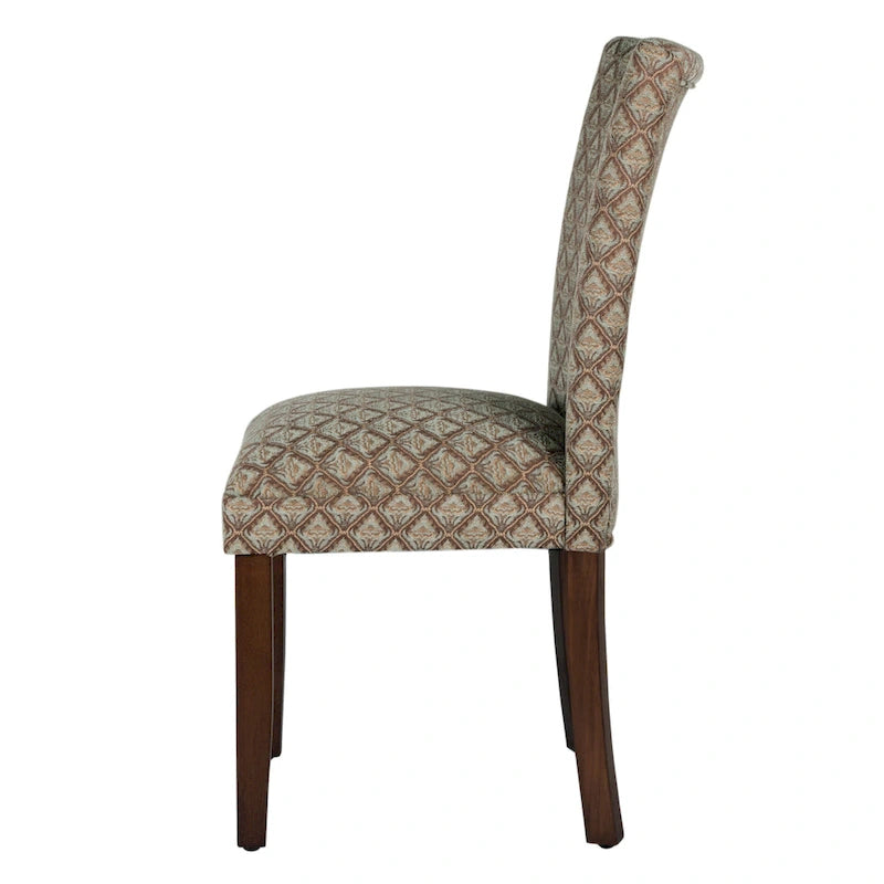 HomePop Modern Parson Blue/ Chocolate Damask Diamo - N/A