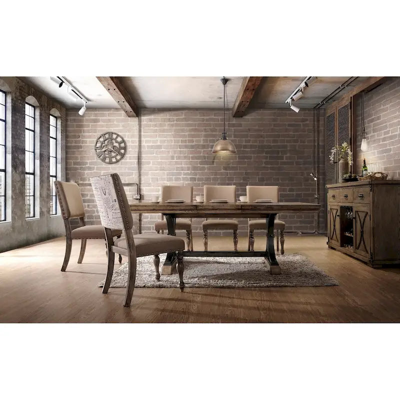 Brown Driftwood Extendable Dining Table, Seats 6-8