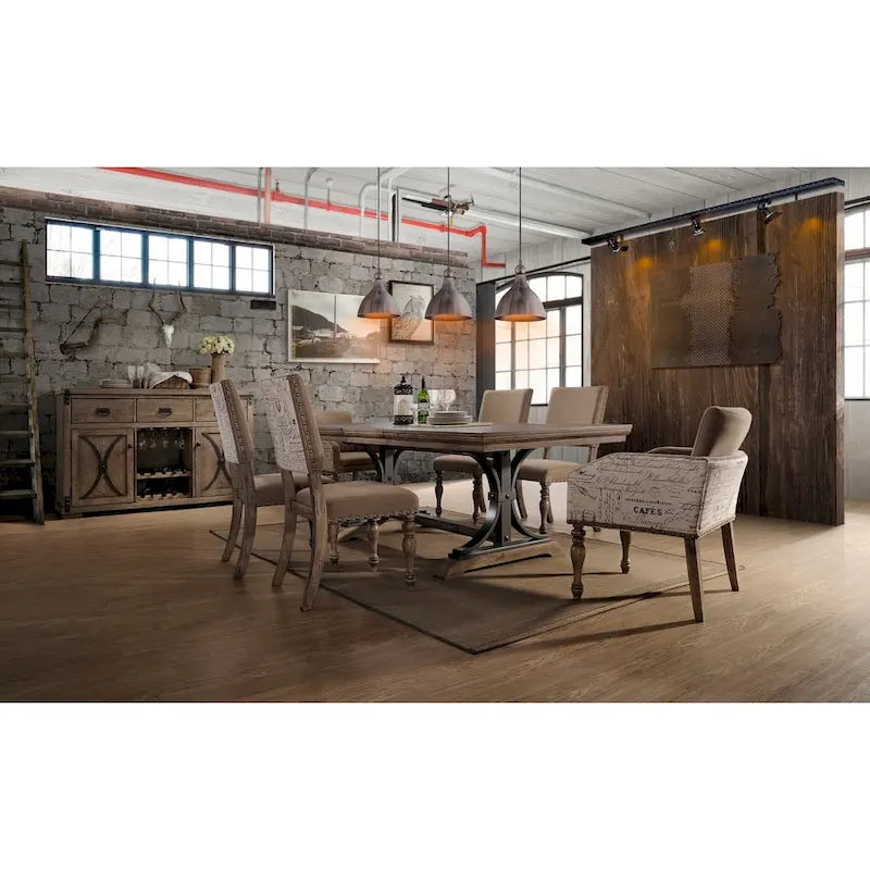 Brown Driftwood Extendable Dining Table, Seats 6-8